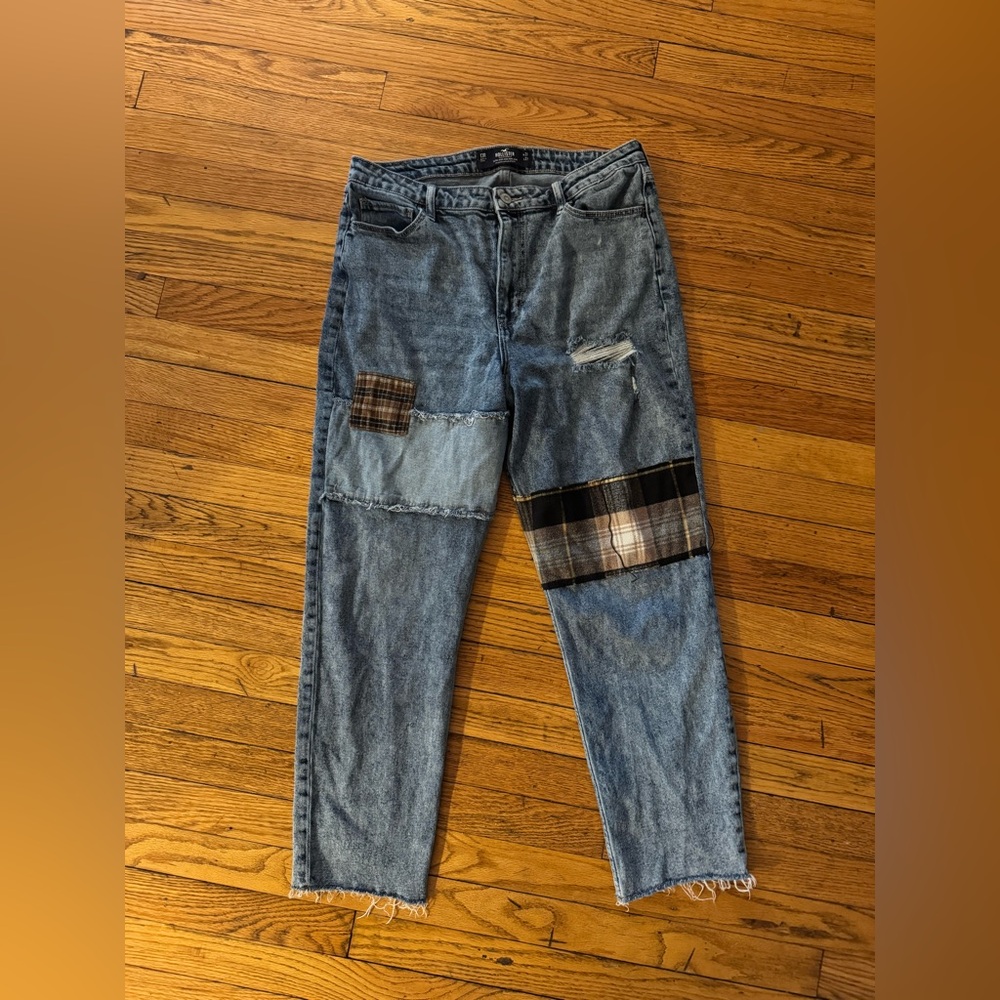 Hollister Ultra High Rise Mom Jeans Patchwork
